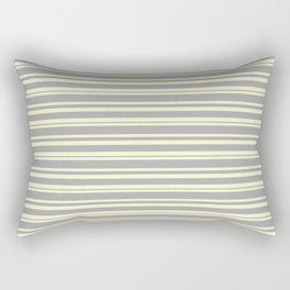 [ Thumbnail: Light Yellow & Dark Grey Colored Pattern of Stripes Rectangular Pillow ]