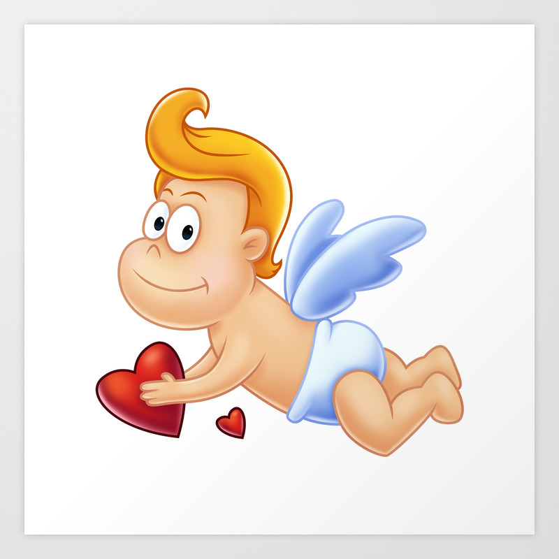 Cute Cartoon Cupid Digital Painting Art Print By Pixaroma Society6
