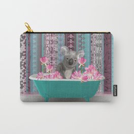 Bathtub with koala and lotus Flower Blossoms pink Carry-All Pouch