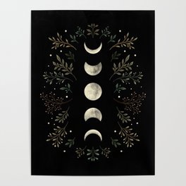 Moonlight Garden - Olive Green Poster