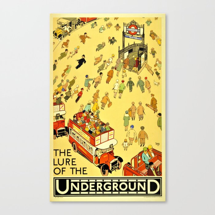 Vintage Lure of the London Underground Subway Travel Advertisement Poster Canvas Print