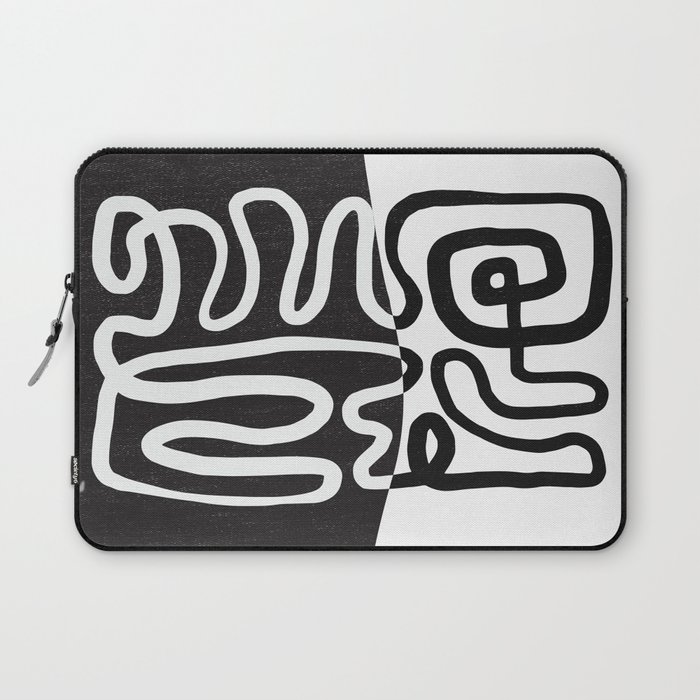 ABSTRACTION 01 | Black and White Abstract Series Laptop Sleeve