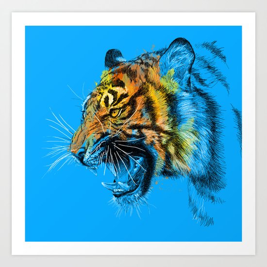 Tiger Roaring Wild Animal Roar Art Print