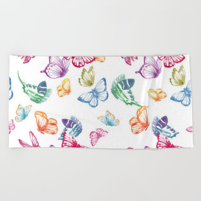 The Butterfly Effect - Colorful Digital Pattern Beach Towel