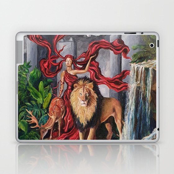 Oil painting Original painting Surrealism original Painting on canvas Oil painting lion Oil painting the woman in red Laptop & iPad Skin