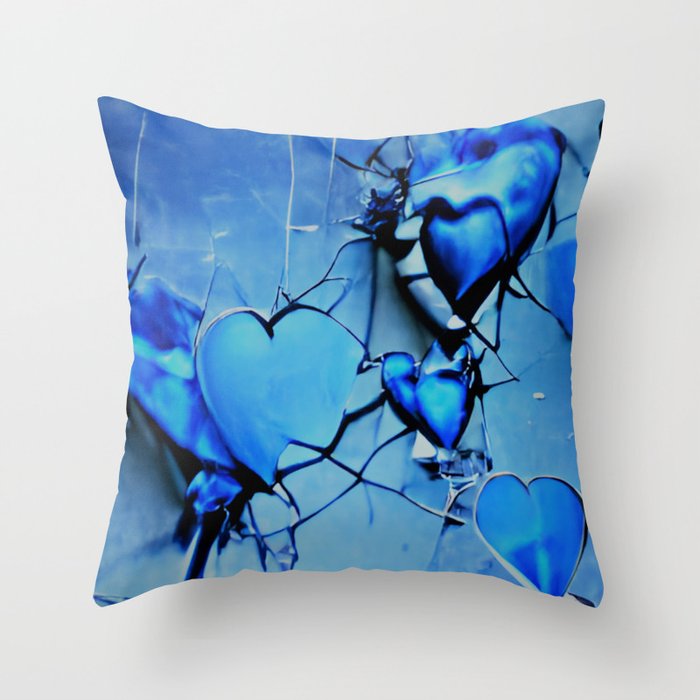 Broken Blues Throw Pillow