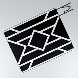 Black and White Abstract Geometric Design Picnic Blanket