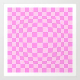 Distorted Checkerboard Pattern, Pastel Pink Art Print