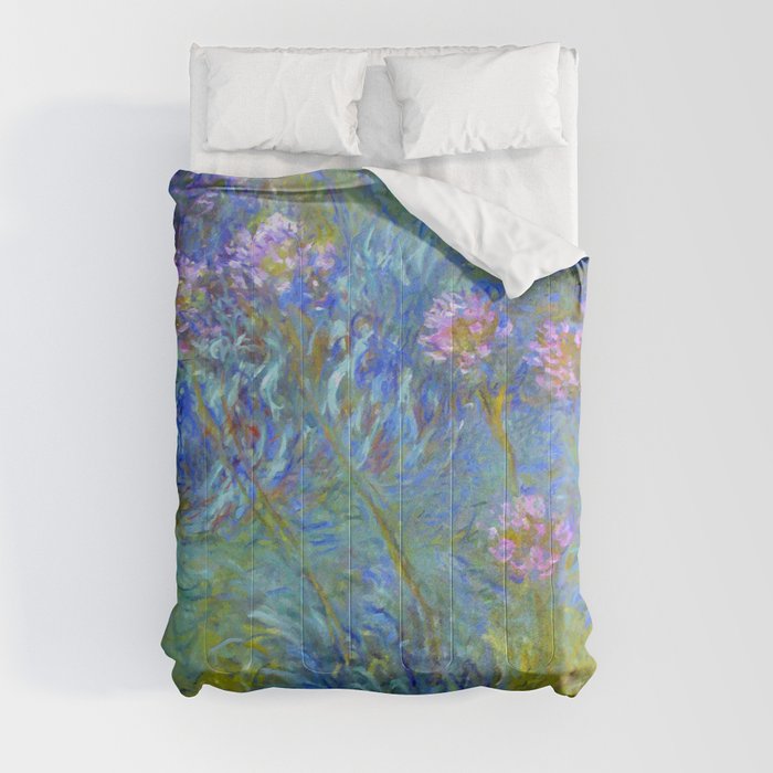 Agapanthus Claude Monet Floral Art Comforter