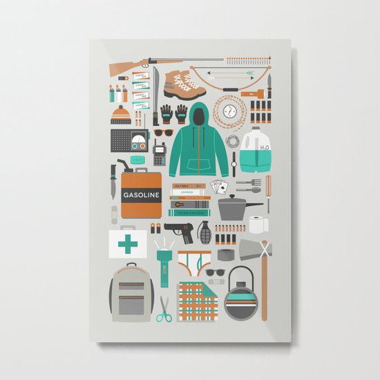 Zombie Survival Kit Metal Print
