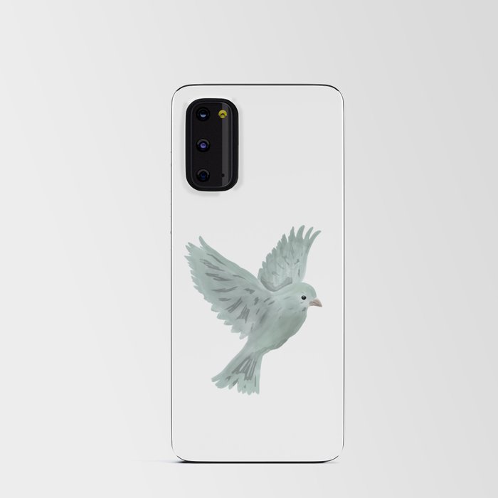 light gray little bird flying in digital painting Android Card Case