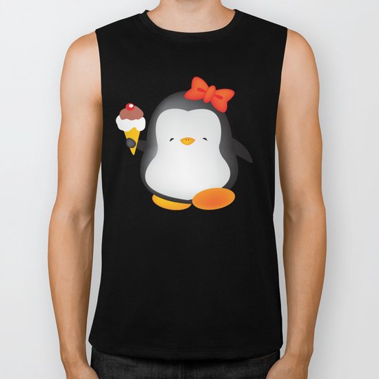 ice cream penguin Biker Tank