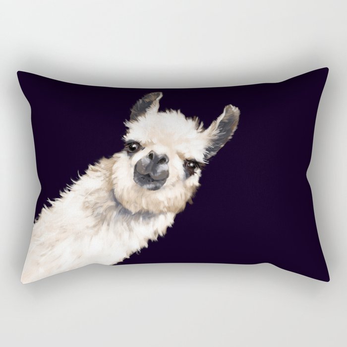 Sneaky Llama in Black Rectangular Pillow