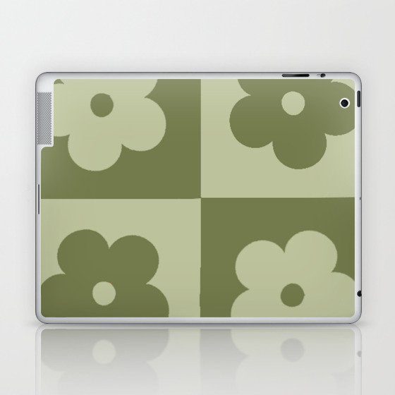 Green Flower Pattern Laptop & iPad Skin