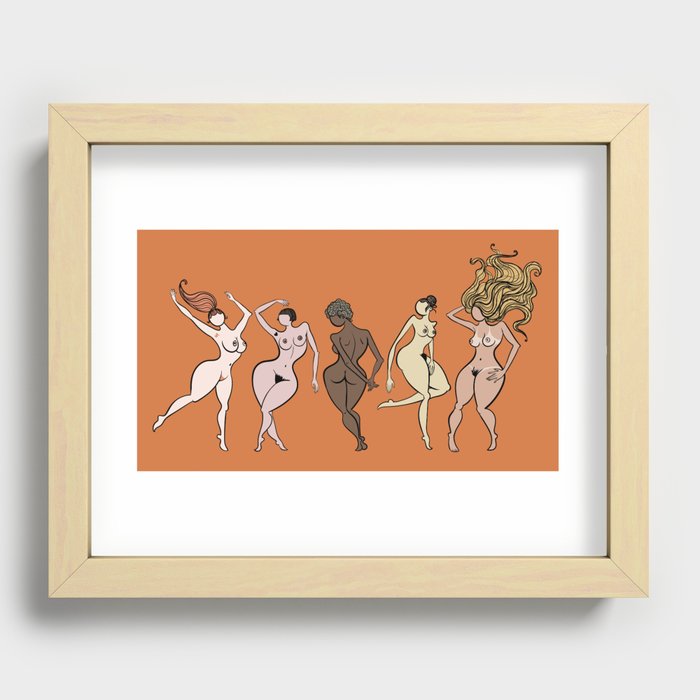 naked girl of all races Recessed Framed Print
