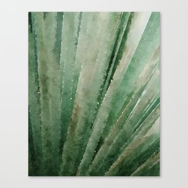 Palm Reading - Botanical Forest Sage Green Close Up Palm Leaf Watercolor Nature Art Print Canvas Print