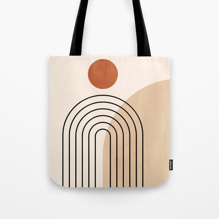 Abstraction_NEW_SUN_DAWN_MOUNTAINS_LINE_POP_ART_008B Tote Bag