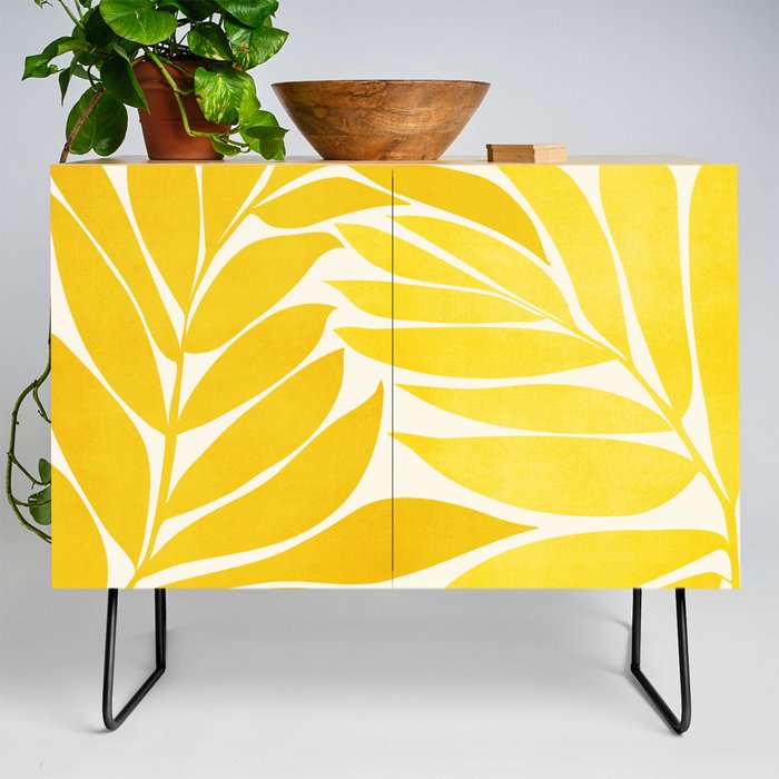 Mid Mod Vines in Yellow Credenza
