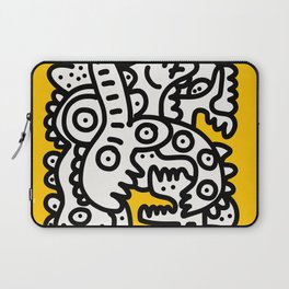 Black and White Cool Monsters Graffiti on Yellow Background Laptop Sleeve