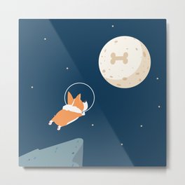 Fly to the moon _ navy blue version Metal Print