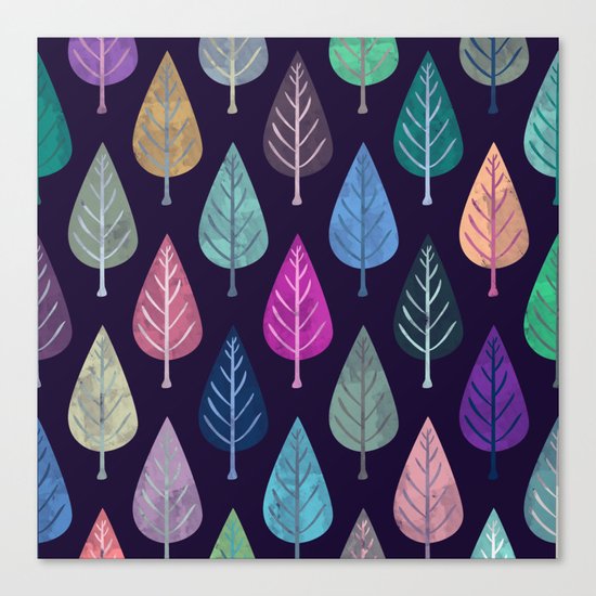 Watercolor Forest Pattern IV Canvas Print