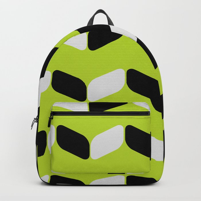 Vintage Diagonal Rectangles Black White Chartreuse Backpack