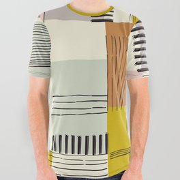 Abstract Collage Art Stripes Pastel Colors All Over Graphic Tee