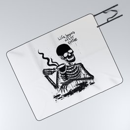 Skeleton Coffee lovers Picnic Blanket