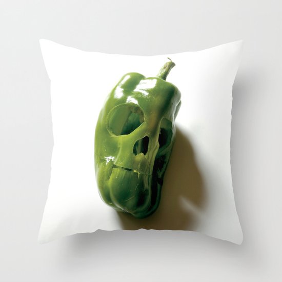 87. Bell Pepper Skull Throw Pillow