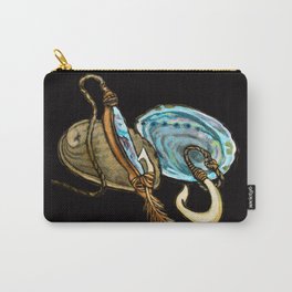 Abalone with Historic Maori Fishing Hooks Carry-All Pouch