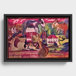 Kuerner Farm estilo Chagall Framed Canvas