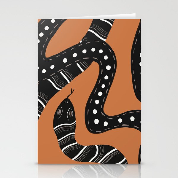 Two Snakes - Orange Stationery Cards