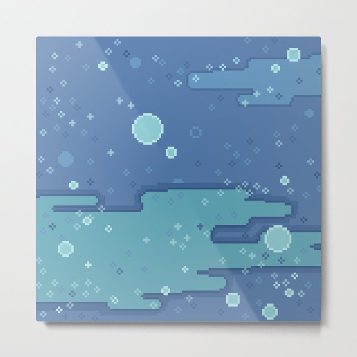 Blue Space Bubbles (8bit) Metal Print