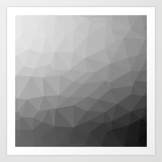Grey Gradient Geometric Mesh Art Print