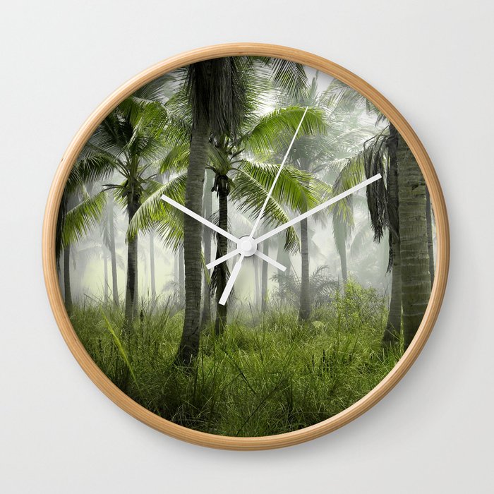 Foggy Palm Forest Wall Clock