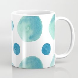 turquoise and blue circles on white grid Coffee Mug