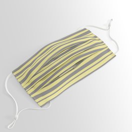 [ Thumbnail: Tan & Gray Colored Lines/Stripes Pattern Face Mask ]