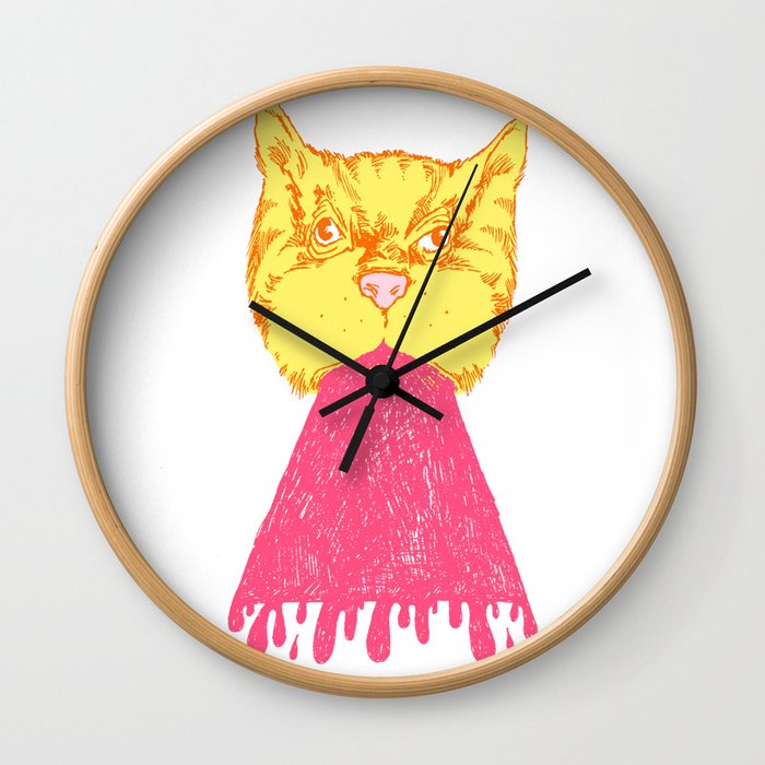 Pink Cat Vomit Wall Clock By Chaparralia Society6