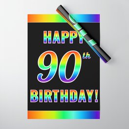 [ Thumbnail: Fun, Colorful, Rainbow Spectrum “HAPPY 90th BIRTHDAY!” Wrapping Paper ]
