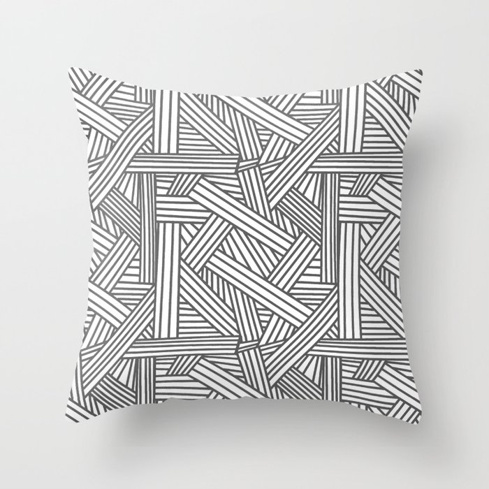Sketchy Abstract (Grey & White Pattern) Throw Pillow