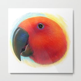 Red female eclectus parrot realistic painting Metal Print | Petpainting, Eclectusparrot, Hyperrealism, Exoticanimal, Petportrait, Eclectus, Christmas, Bird, Birdart, Parrot 
