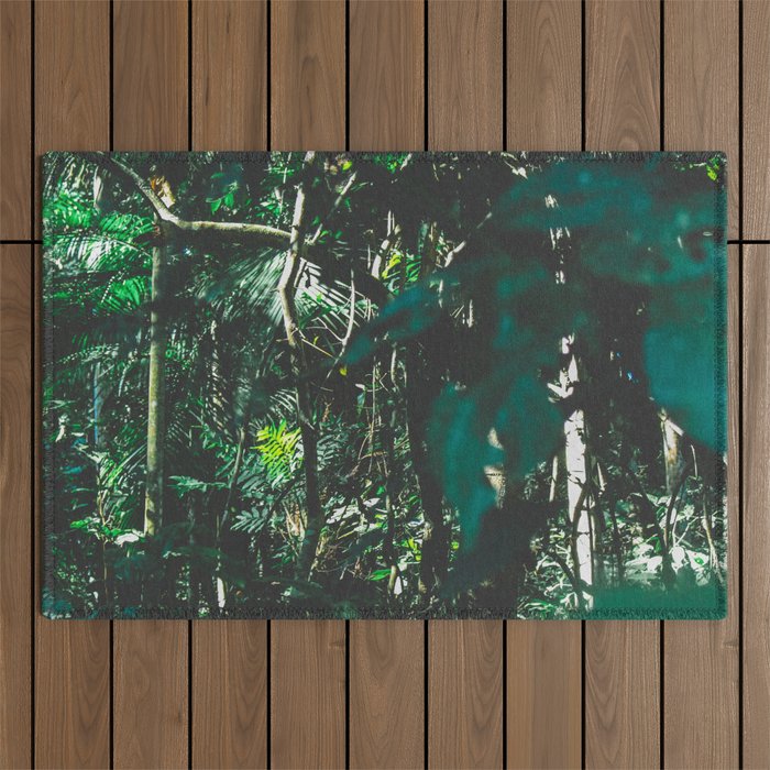 Brazil Photography - Rain Forest With Wet Green Leaves Outdoor Rug