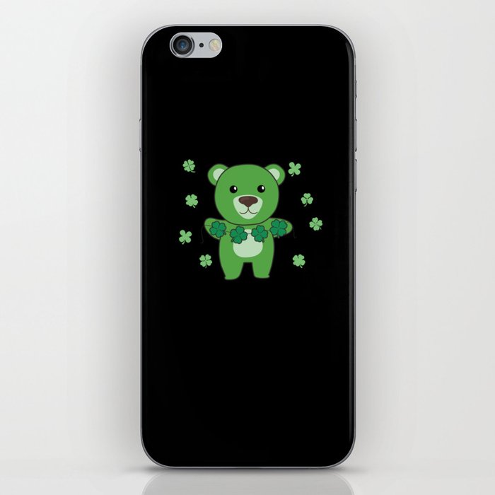 Bear With Shamrocks Cute Animals For Luck iPhone Skin