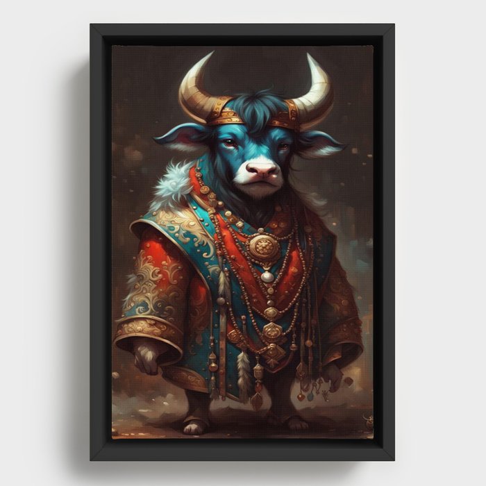 Bull dressed in Carnaval clothes No.1 Framed Canvas