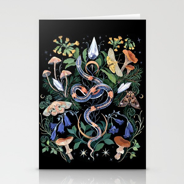 Mushroom Snake Crystals Garden Stationery Cards