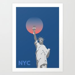 NYC liberty sunset Art Print