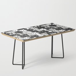 Funny cat faces pattern in grey, black, and white Coffee Table