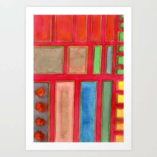 Some Chosen Rectangles orderly on Red Art Print