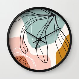 Abstract background with outline leaf Wall Clock
