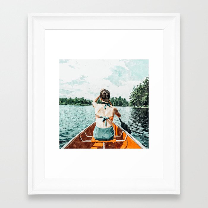 Row Your Own Boat | Woman Empowerment Confidence Painting | Positive Growth Mindset Boho Adventure  Framed Art Print
